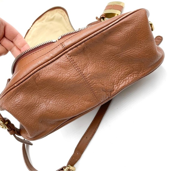 Chloe Brown Grained Leather Bag Tasseled Shoulder Crossbody Studded Cognac ๐ค๐ค - Picture 10 of 12